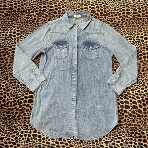 Blue jean button up top